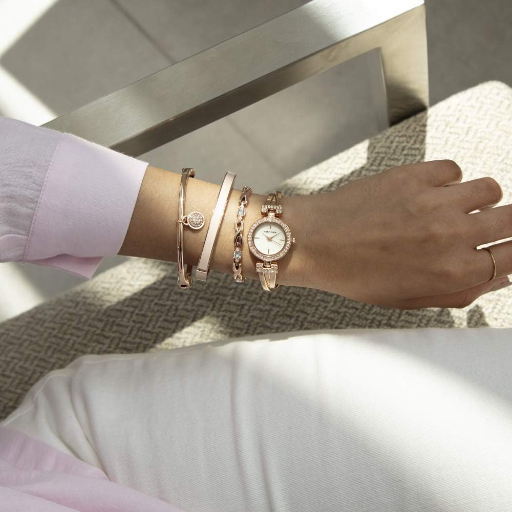 Anne Klein Women's Premium Crystal Accented Bangle Watch and Bracelet Set， AK/2238 - Image 5